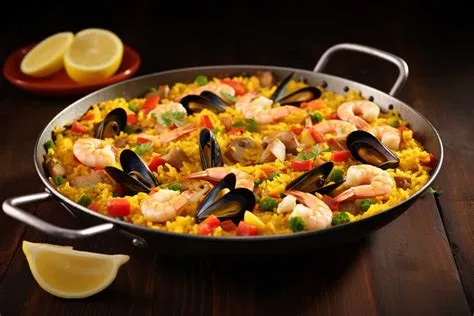  Paella Valenciana: A Symphony of Saffron-Infused Rice and Exquisite Seafood Delights!